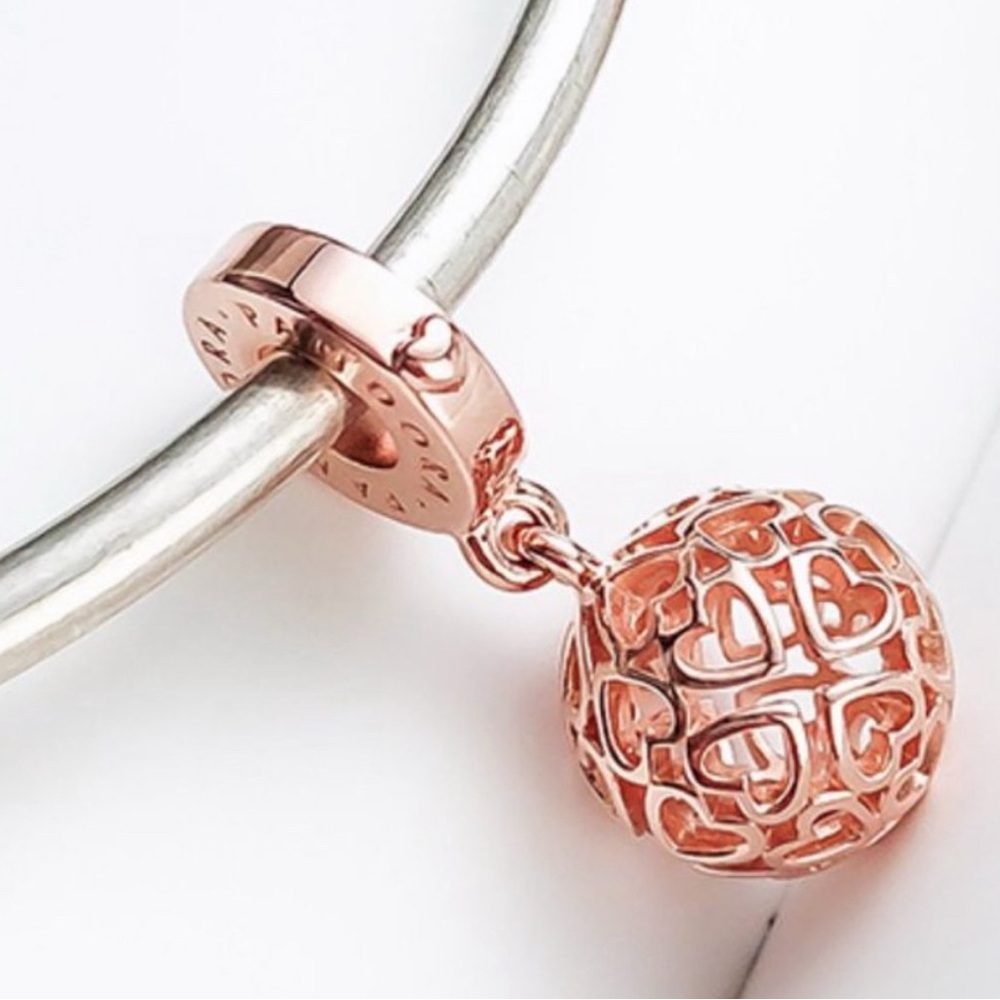 Pandora Harmonious Hearts Rose Gold Dangle Charm - Picture 2 of 3